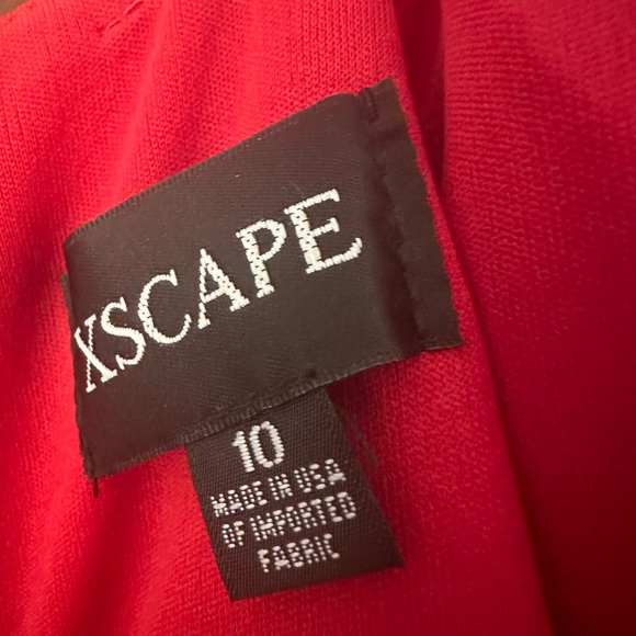 Xscape Long Ruffled Evening Gown, Size 10 RED, Spaghetti Strap Scuba crepe - Picture 2 of 9